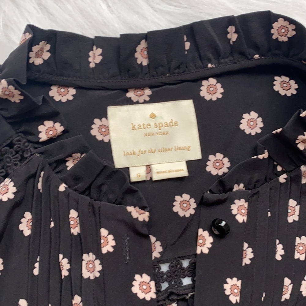 KATE SPADE floral midi long sleeves  dress size small - Picture 3 of 6